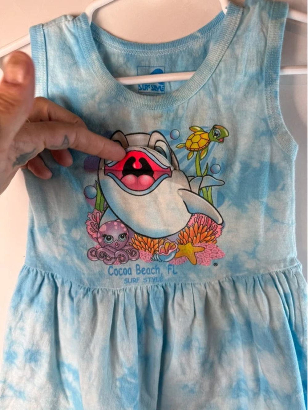 Tie-dye dolphin toddler dress